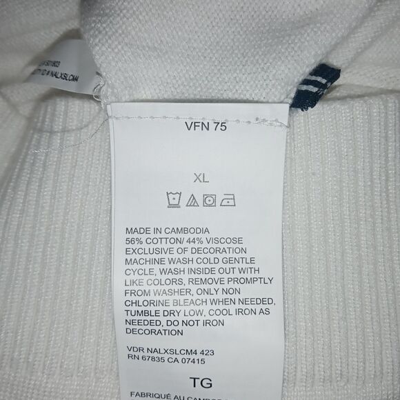 Men's Nautica Off White Quarter Zip Pullover Sweater Size XL - Picture 3 of 4